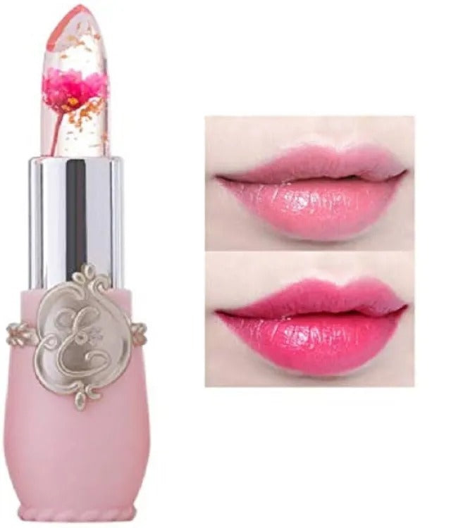 High Quality Transparent Color Changing Flower Jelly Lipstick